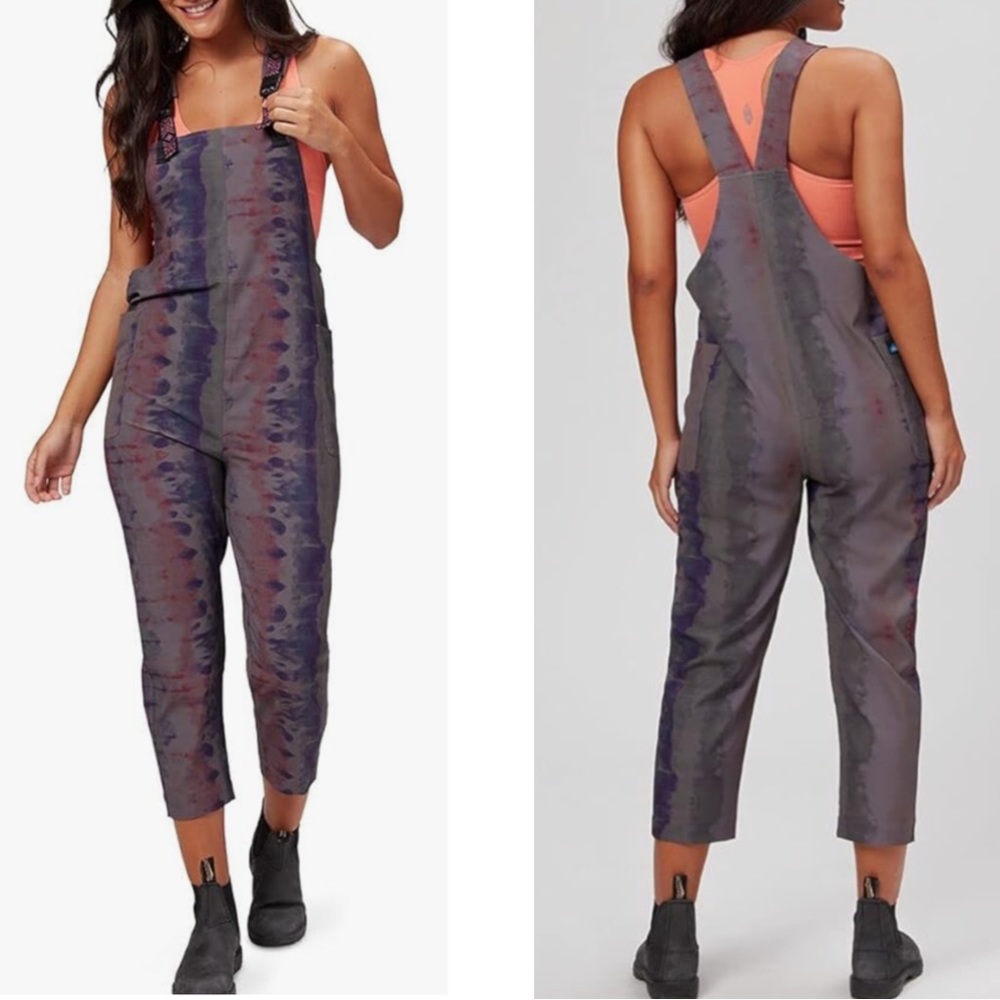 Kavu San Blas women’s overalls relaxed fit moon tie dye sz L quick dry overalls